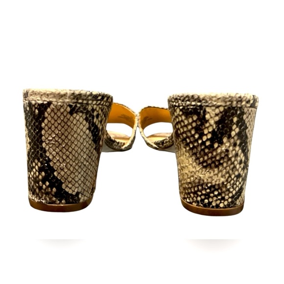 Who What Wear Cream and Brown Snake skin  Mules with Block Heel - Picture 4 of 5